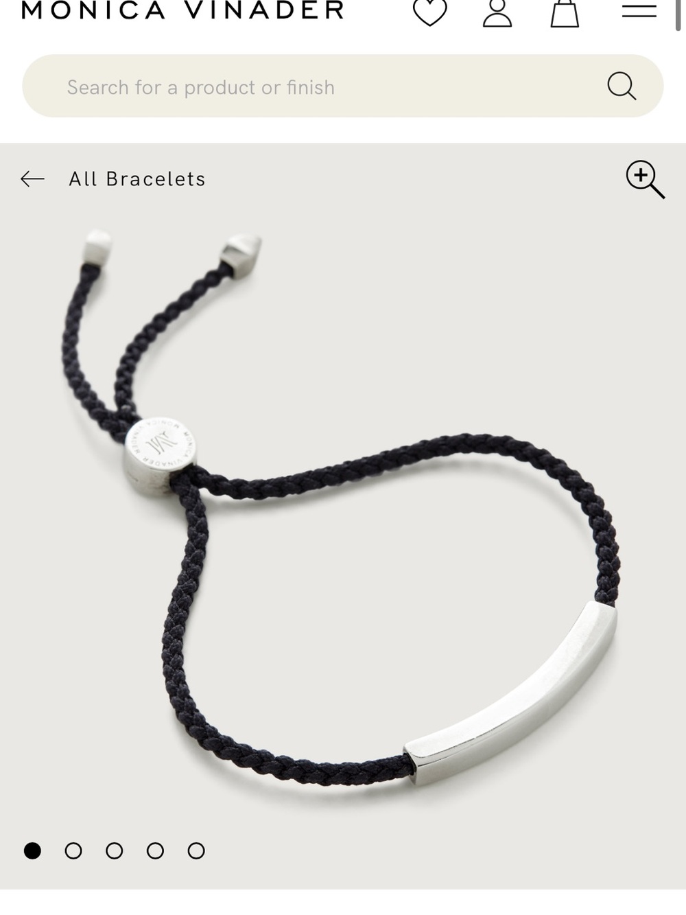 Monica Vinader Rainbow Cord Friendship Bracelet with Silver Bar